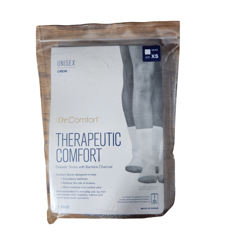 Dr. Comfort Therapeutic Comfort Diabetic Crew Socks White XS Bamboo